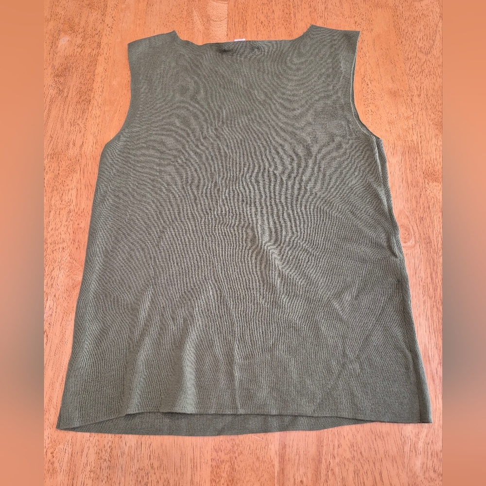 Euc Coldwater Creek Silk Blend Olive Green Sleeve… - image 6